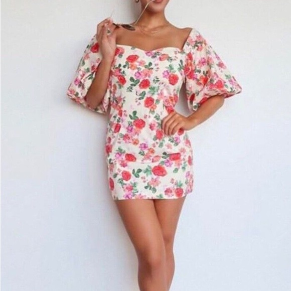 Zara Floral Off Shoulder Mini Dress. Size Medium. - Picture 2 of 4